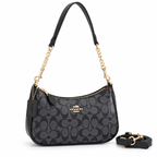 Coach Teri shoulder bag in Charcoal/Black Signature on white background