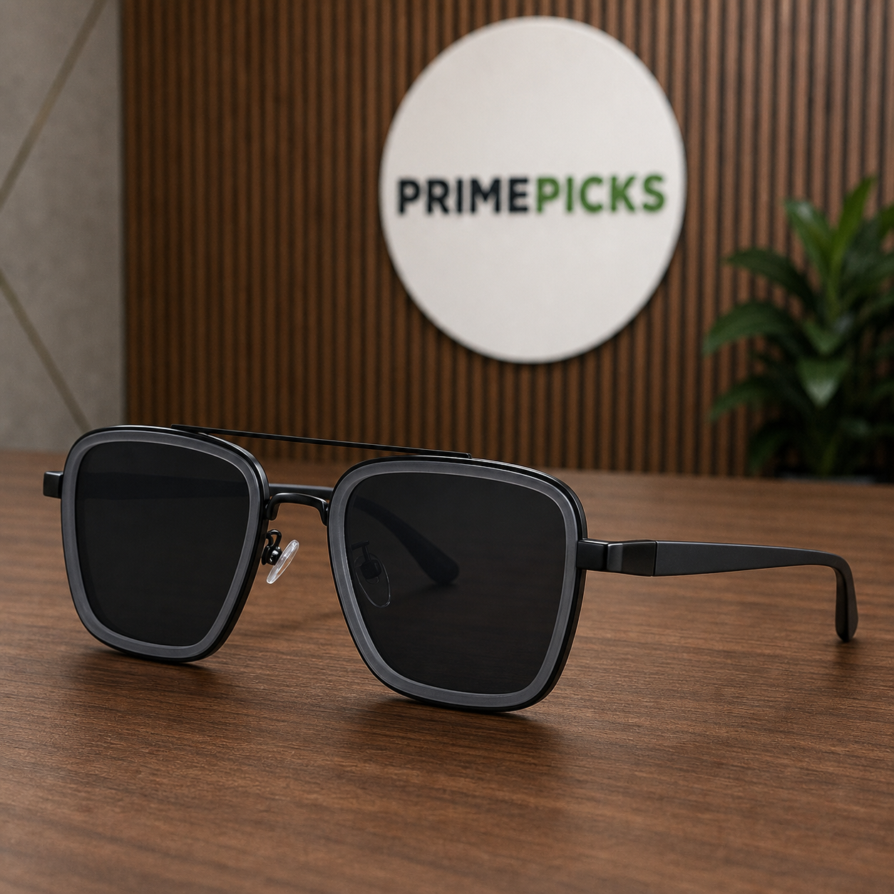 Ray-Ban graphite double-bridge square unisex sunglasses hero view