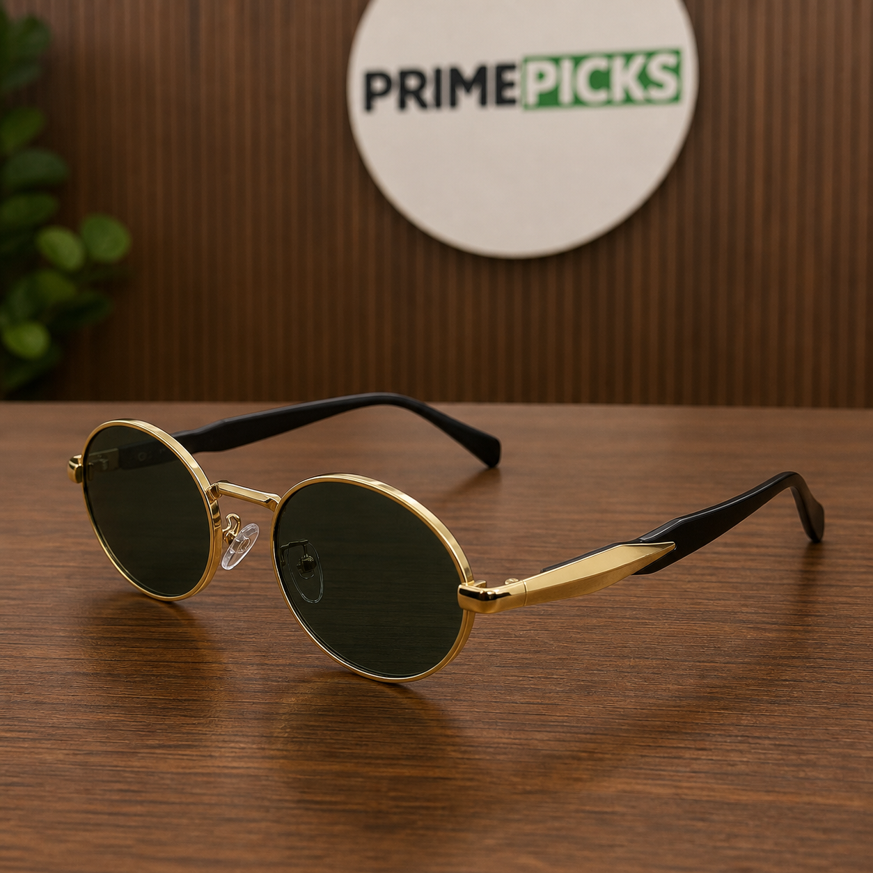 Prada gold-tone round green-lens sunglasses – PrimePicks office hero