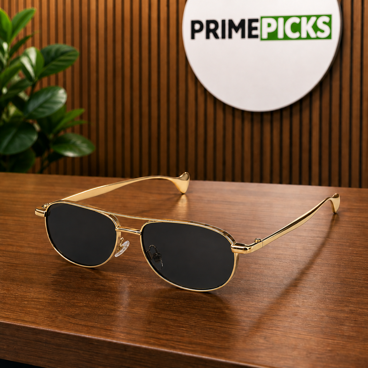 Prada gold-tone double-bridge oval sunglasses – PrimePicks office hero