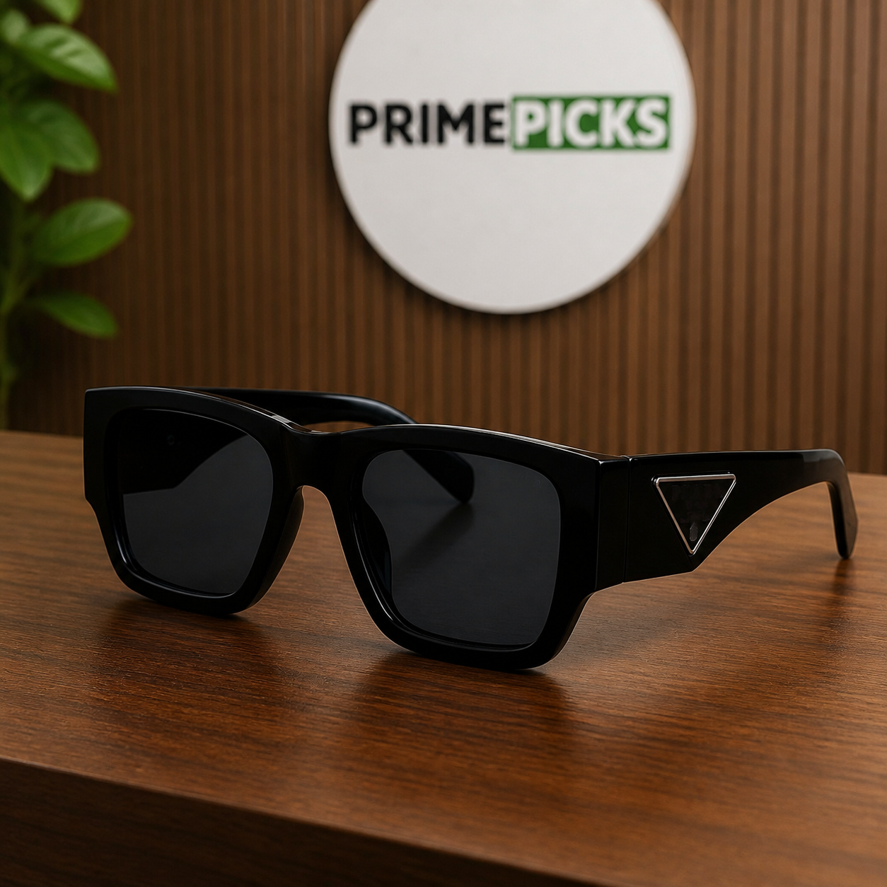 Prada glossy black oversized geometric square sunglasses – PrimePicks office hero