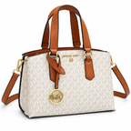 Michael Kors Emma Vanilla Signature handbag on white background