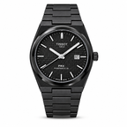 Tissot PRX Z-Black 40mm men's watch on a white background