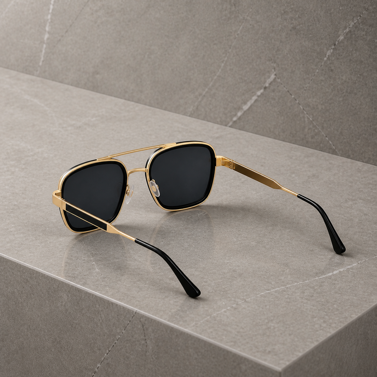 Ray-Ban gold-tone rectangular sunglasses alternate rear view