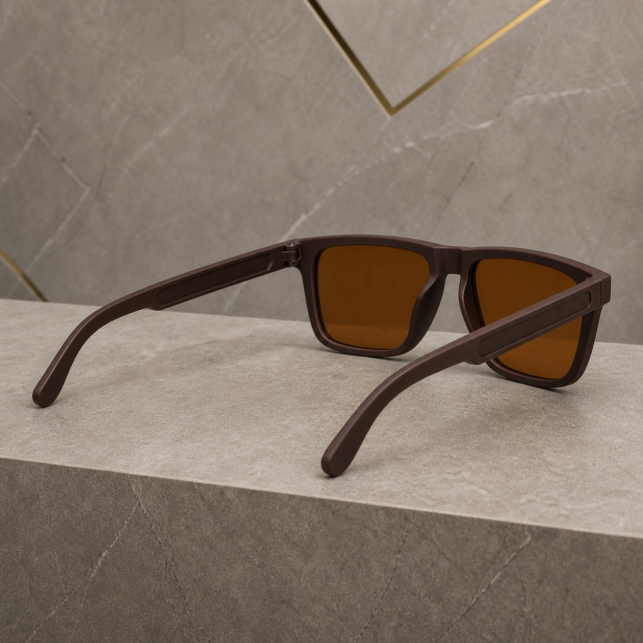 Ray-Ban brown rectangular sunglasses alternate rear view