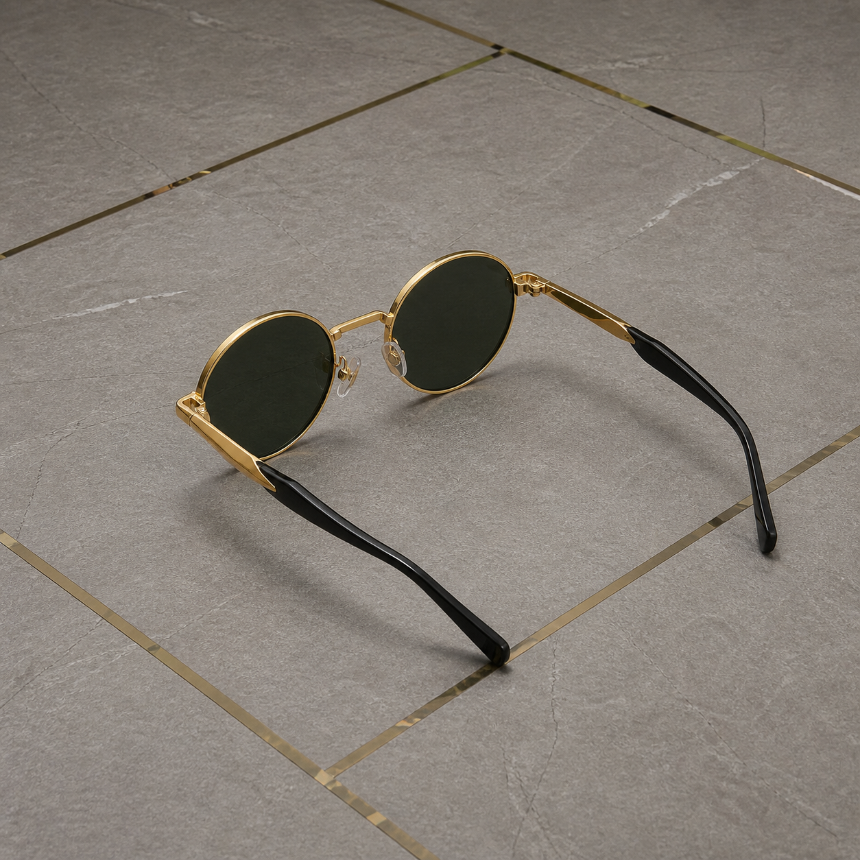 Prada gold-tone round sunglasses – open-temple alternate view