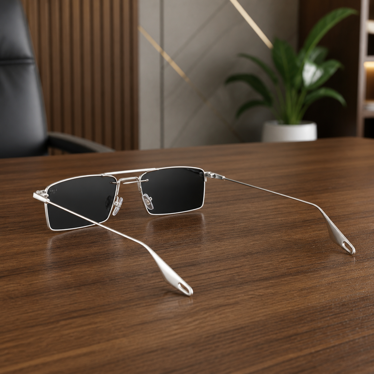 Ray-Ban silver wire-temple sunglasses rear view with cutout tips