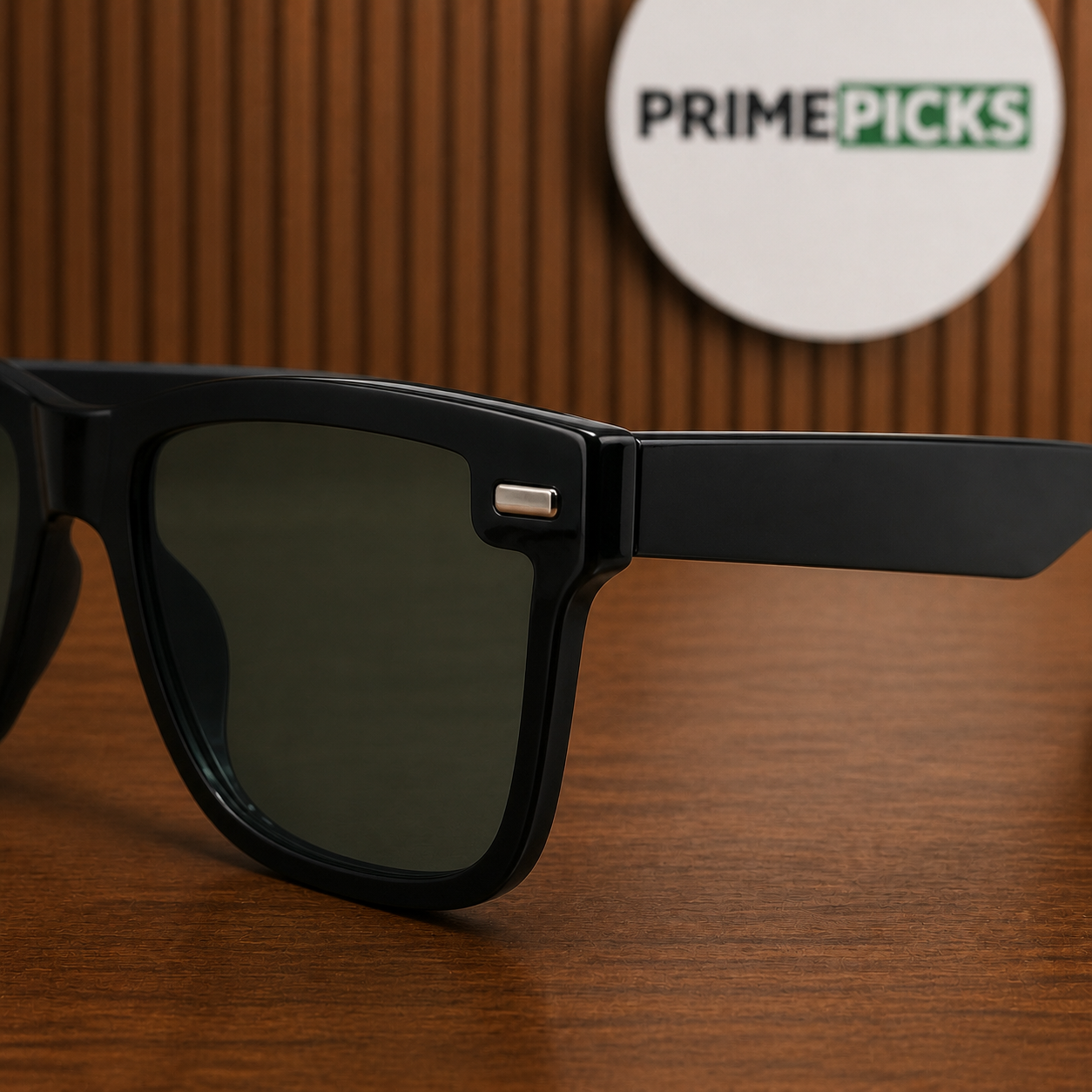 Ray-Ban black sunglasses – stepped lens corner and hinge detail