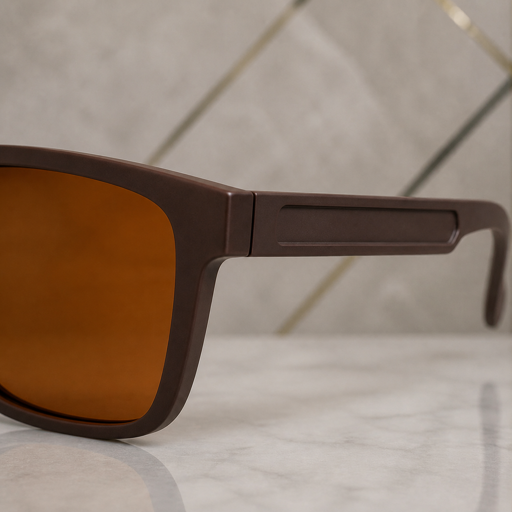 Ray-Ban brown sunglasses recessed temple-panel detail
