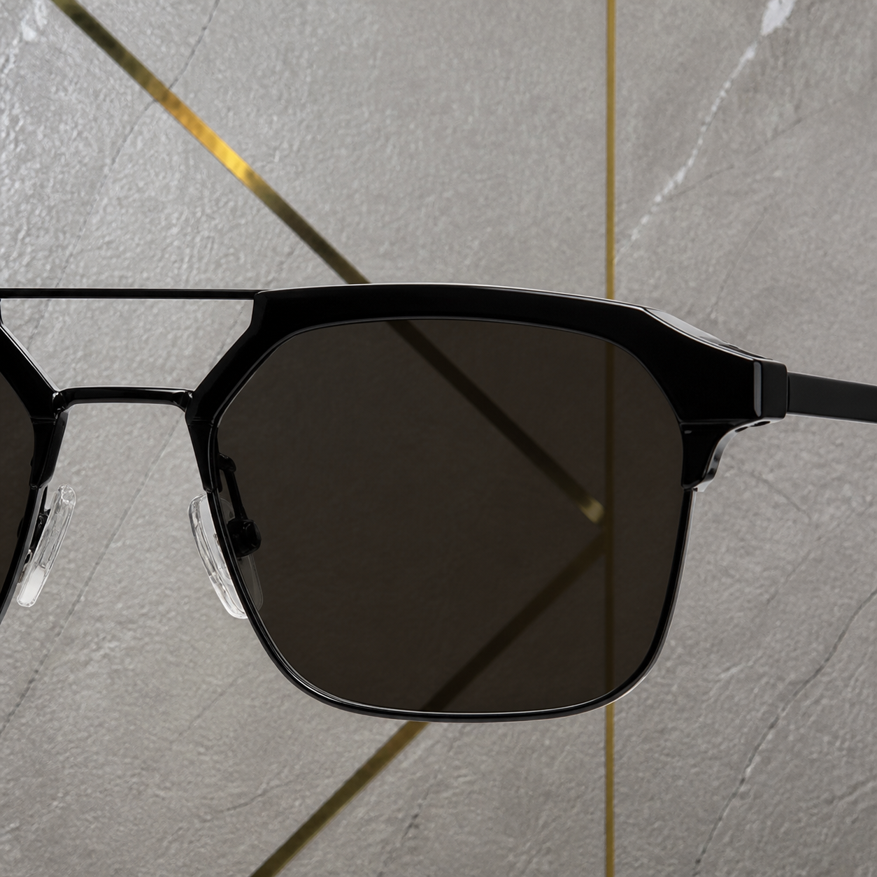 Ray-Ban sunglasses double bridge clear nose pads and browline detail