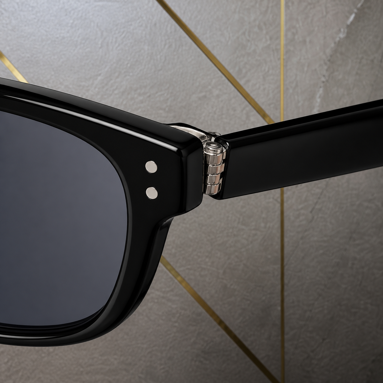 Ray-Ban glossy-black sunglasses twin-rivet and hinge detail