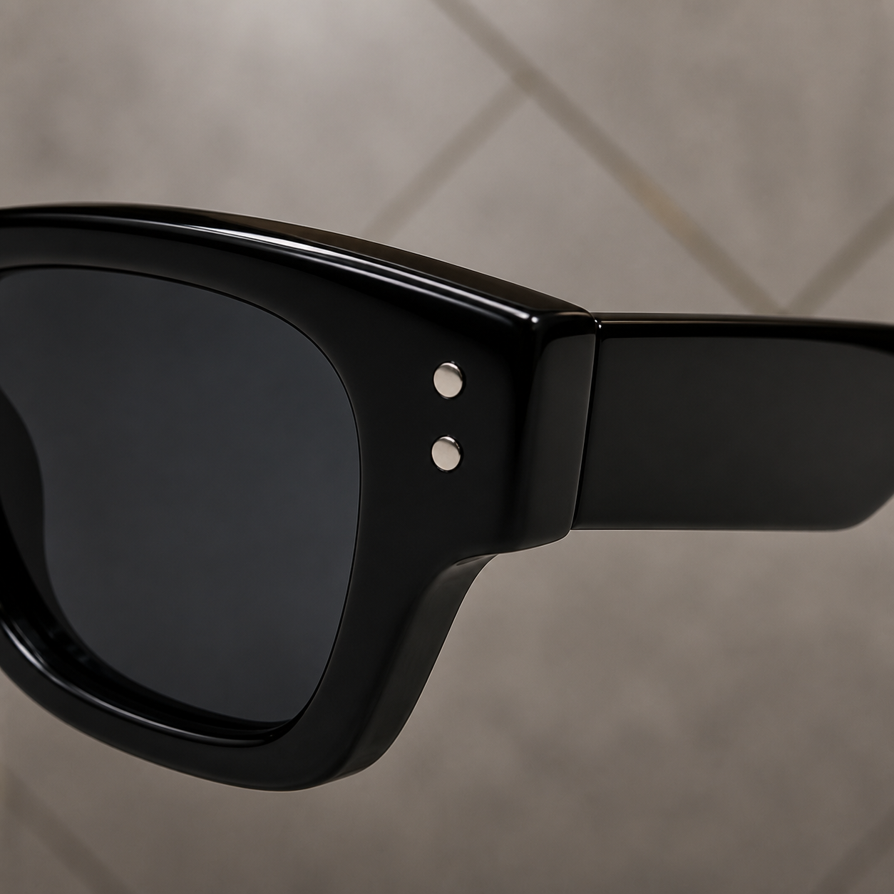 Ray-Ban glossy black sunglasses rivet and temple detail