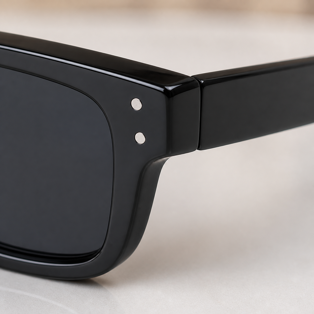 Ray-Ban black sunglasses double-rivet and hinge detail