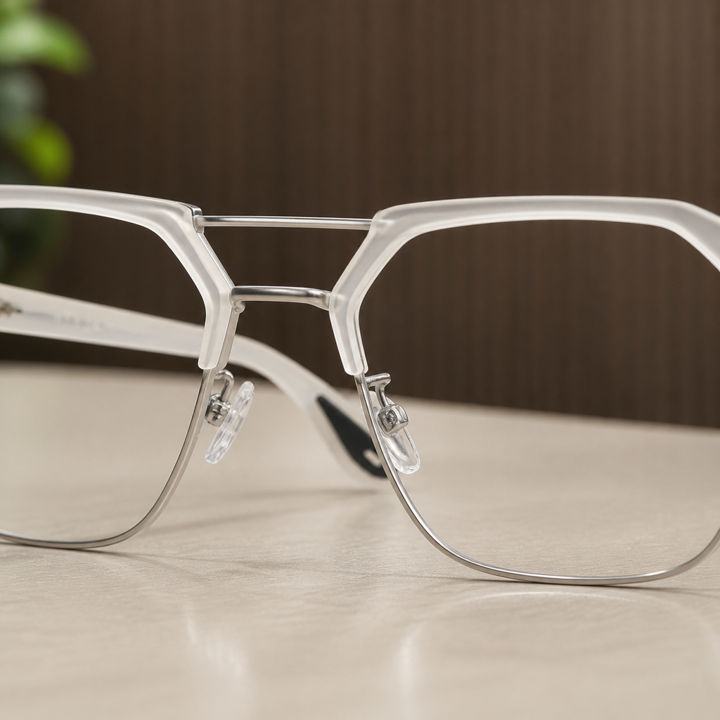 Ray-Ban sunglasses silver double-bridge and nose-pad detail