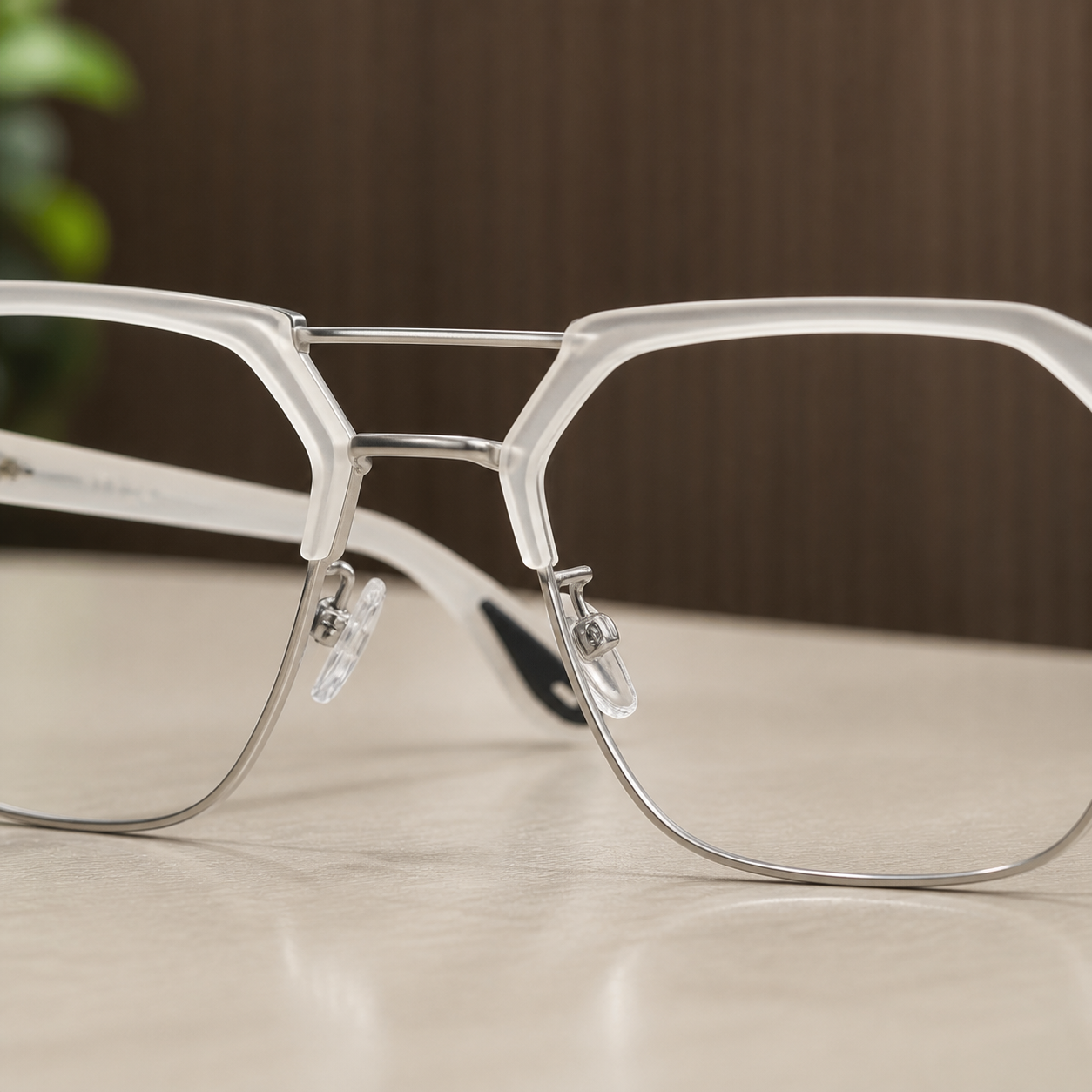 Ray-Ban sunglasses silver double-bridge and nose-pad detail