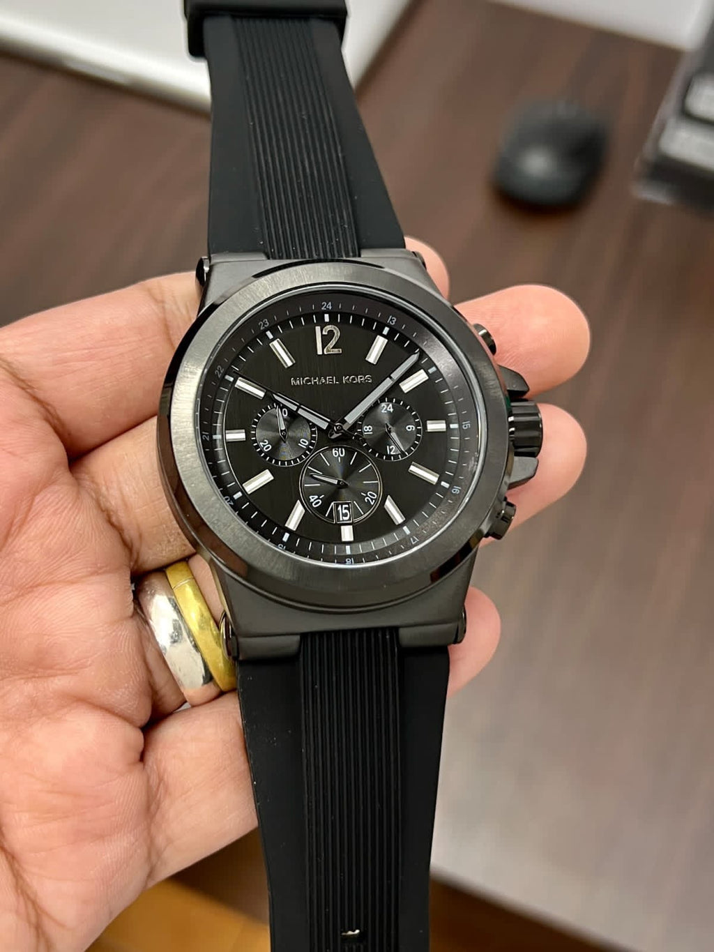 Michael Kors Dylan chronograph in gunmetal and black product photograph