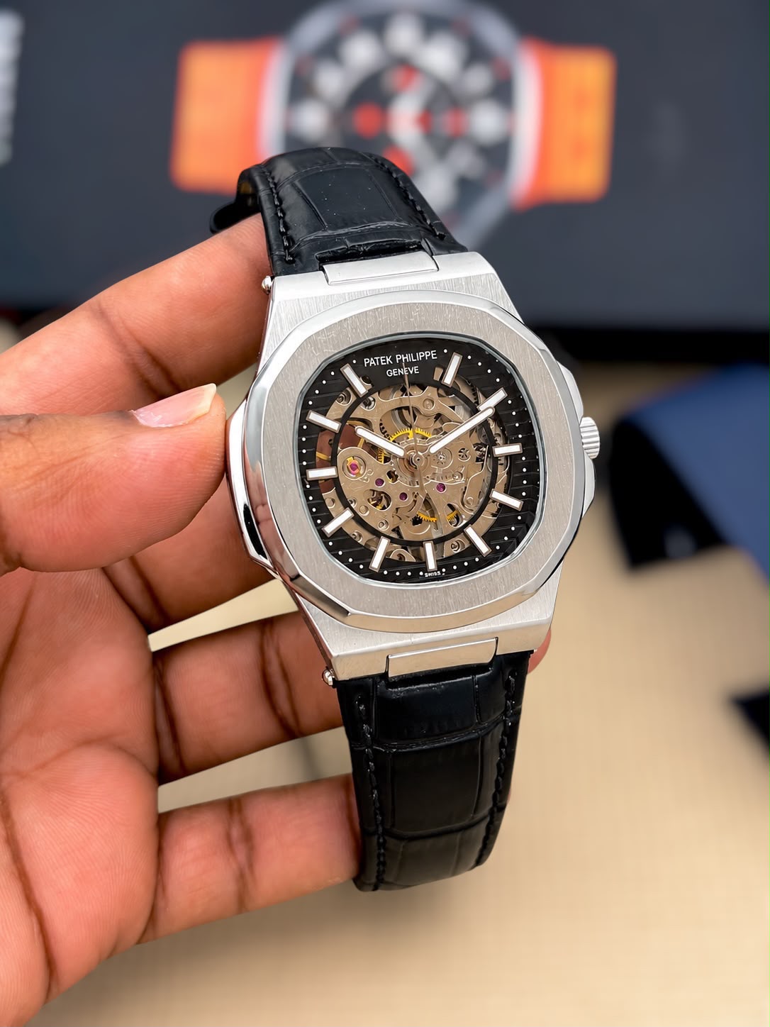Patek Philippe Nautilus-inspired automatic skeleton watch - Steel Black - supplier photo
