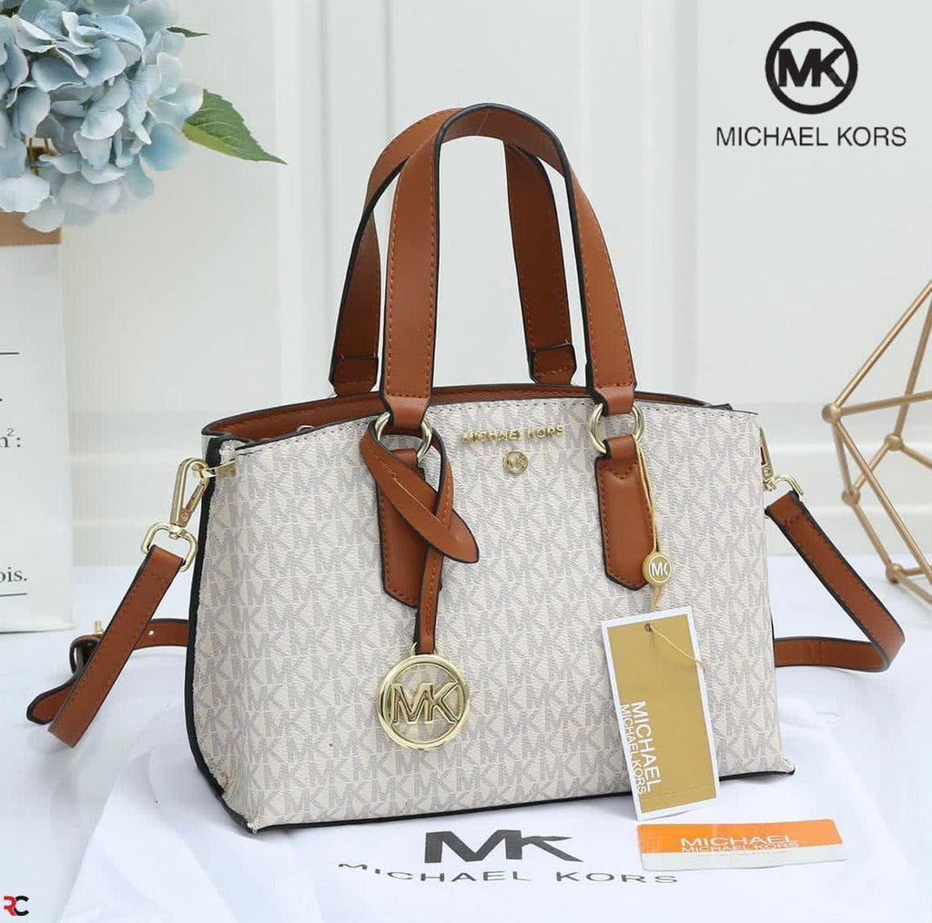 Michael Kors Emma Vanilla Signature handbag front view
