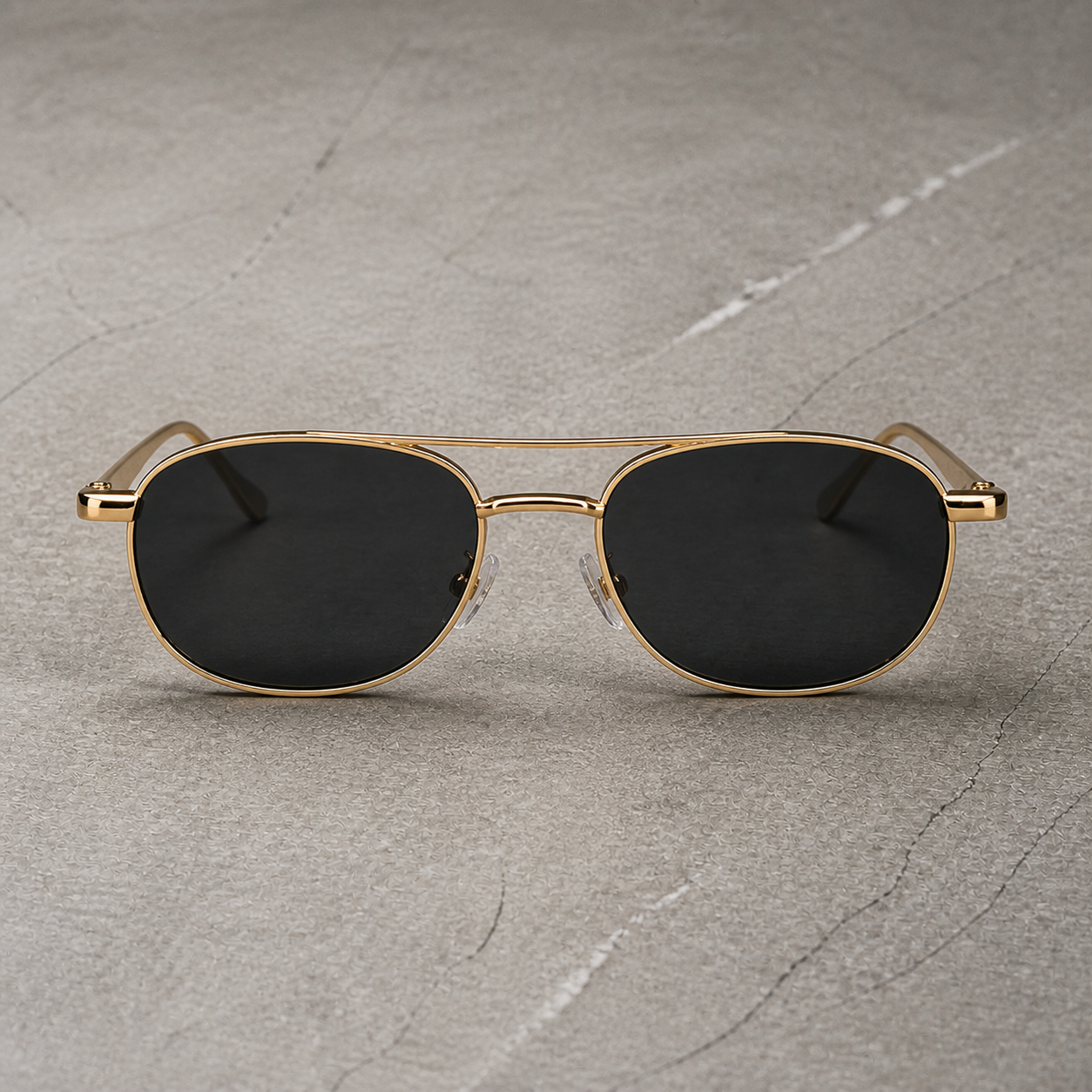Prada gold-tone double-bridge oval sunglasses – straight-on front view