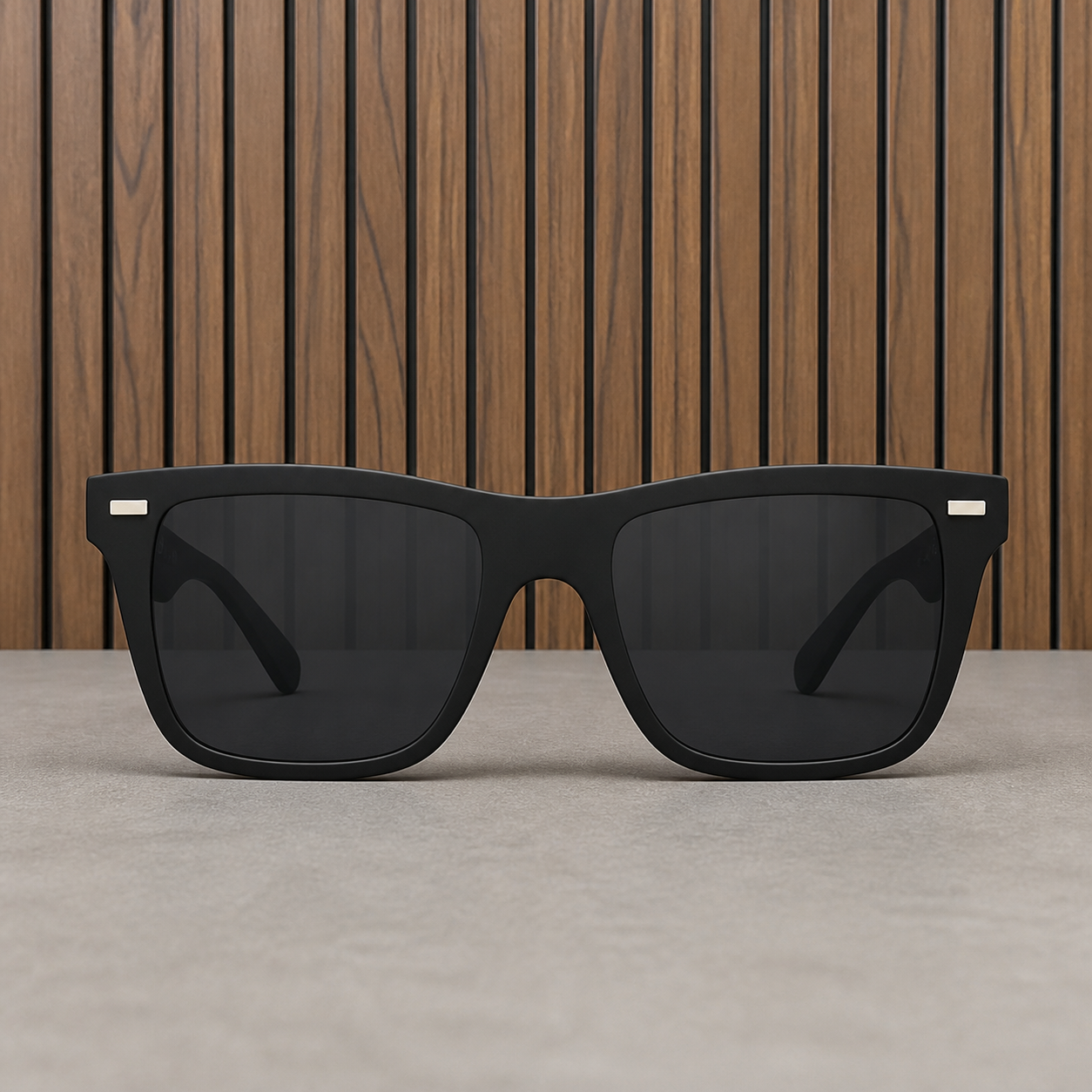 Ray-Ban matte-black flat-top dark-lens sunglasses front view