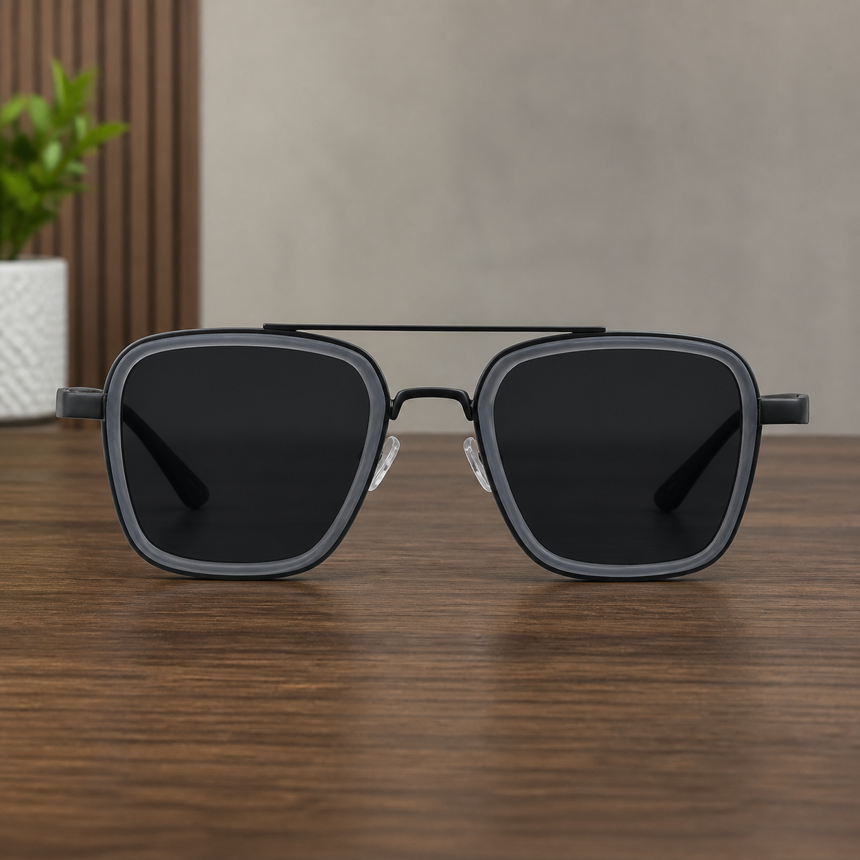 Ray-Ban graphite square dark-lens sunglasses front view
