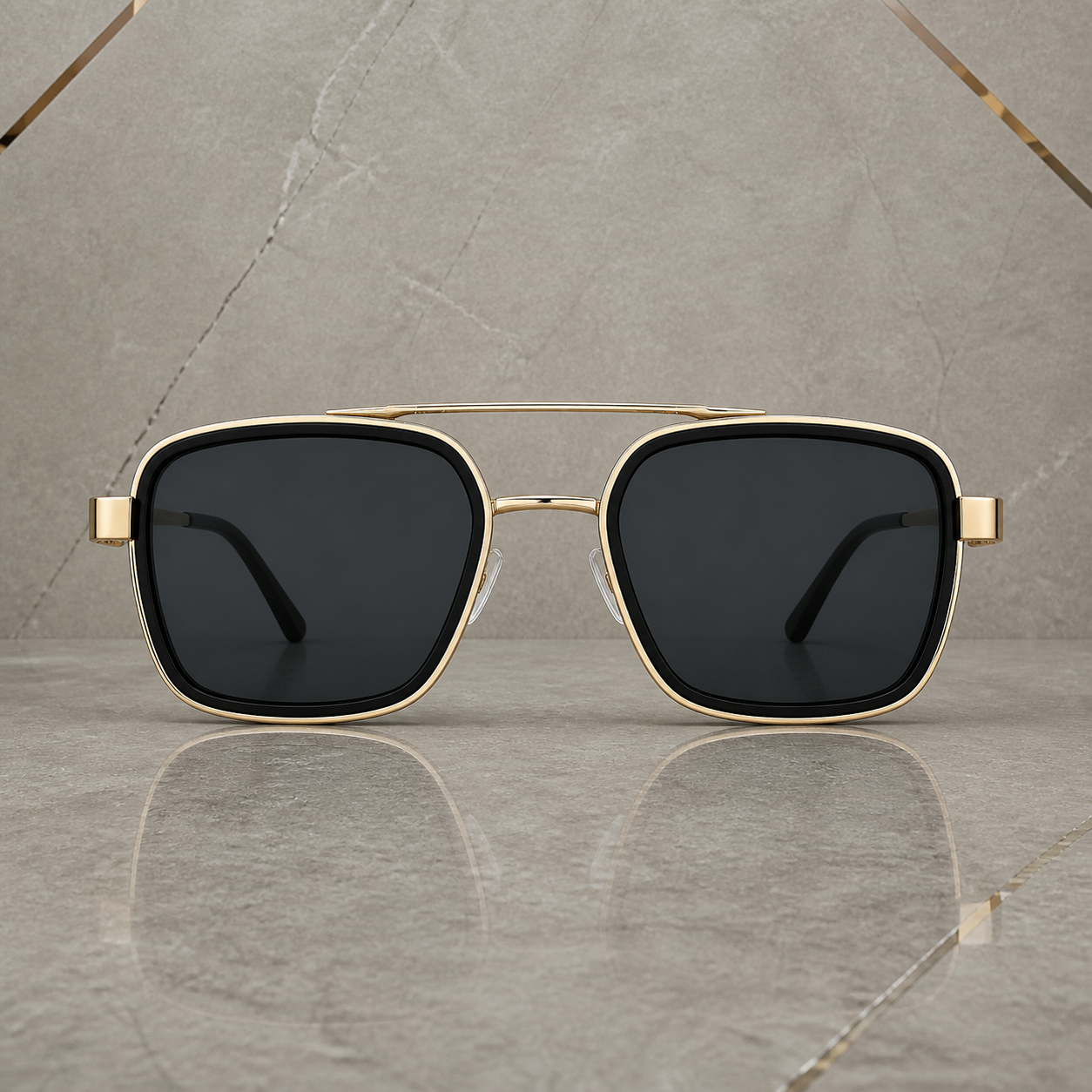 Ray-Ban gold-tone double-bridge sunglasses straight-on view