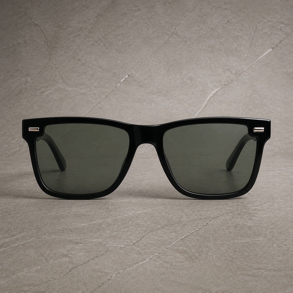 Ray-Ban black flat-top square sunglasses – straight-on front view