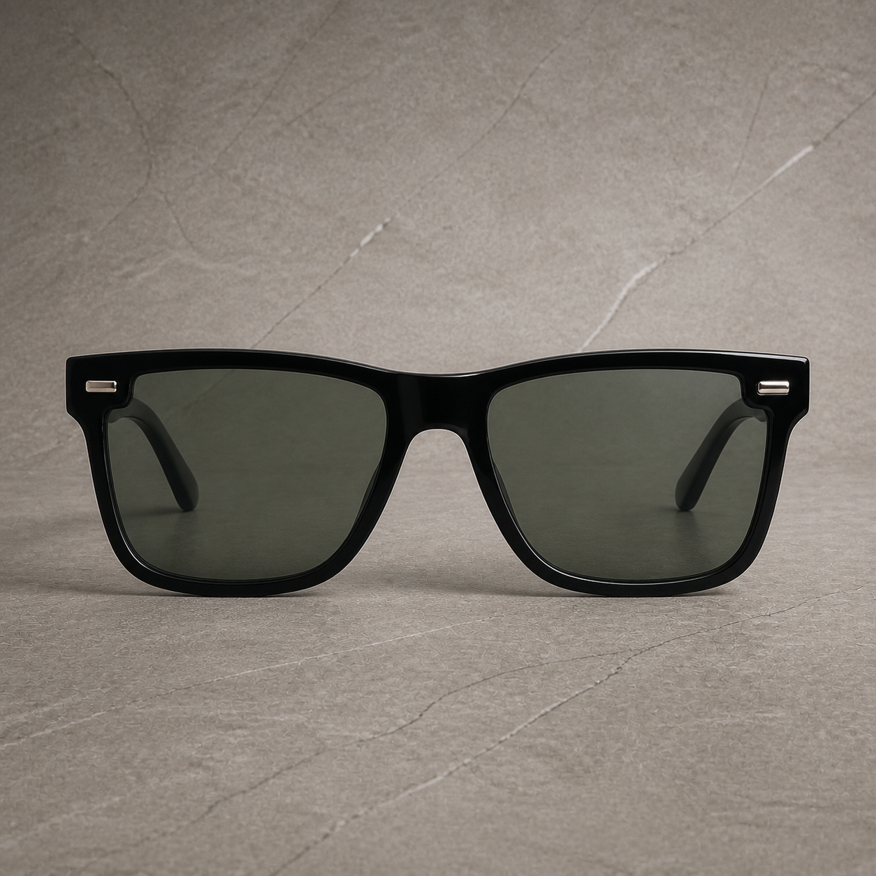 Ray-Ban black flat-top square sunglasses – straight-on front view