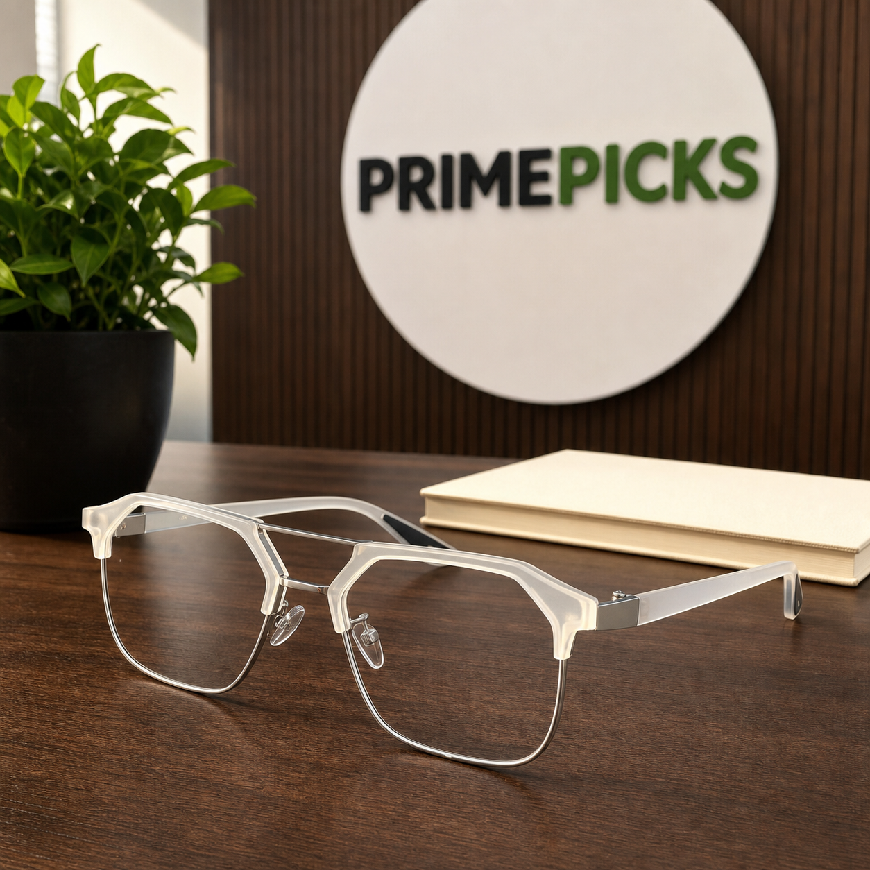 Ray-Ban translucent ivory sunglasses in the PrimePicks office