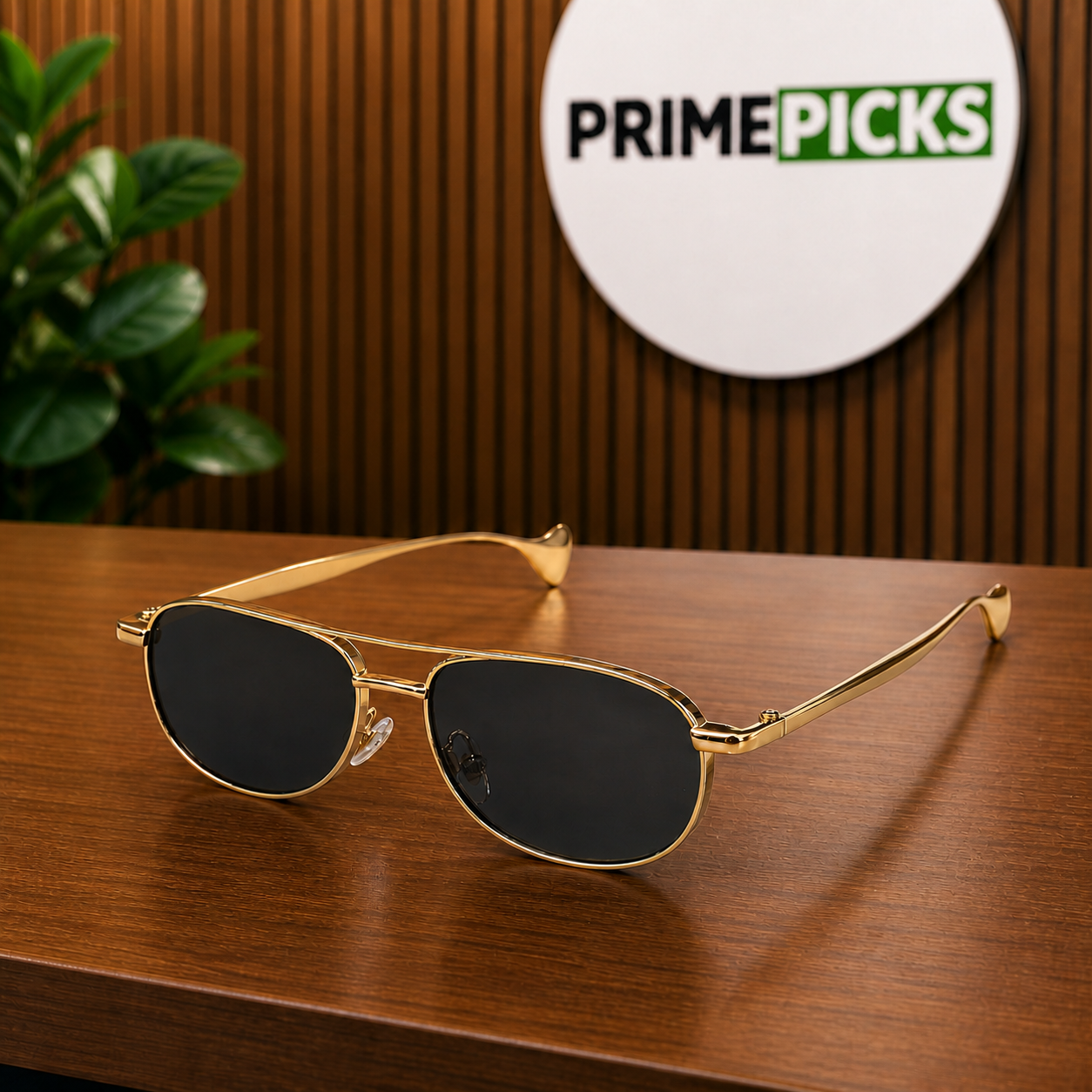 Prada gold-tone oval pilot sunglasses – PrimePicks office lifestyle