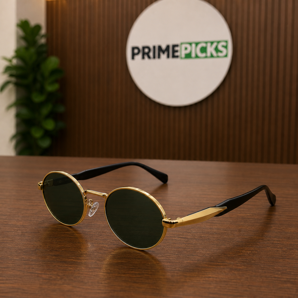 Prada gold-tone round sunglasses – PrimePicks office lifestyle