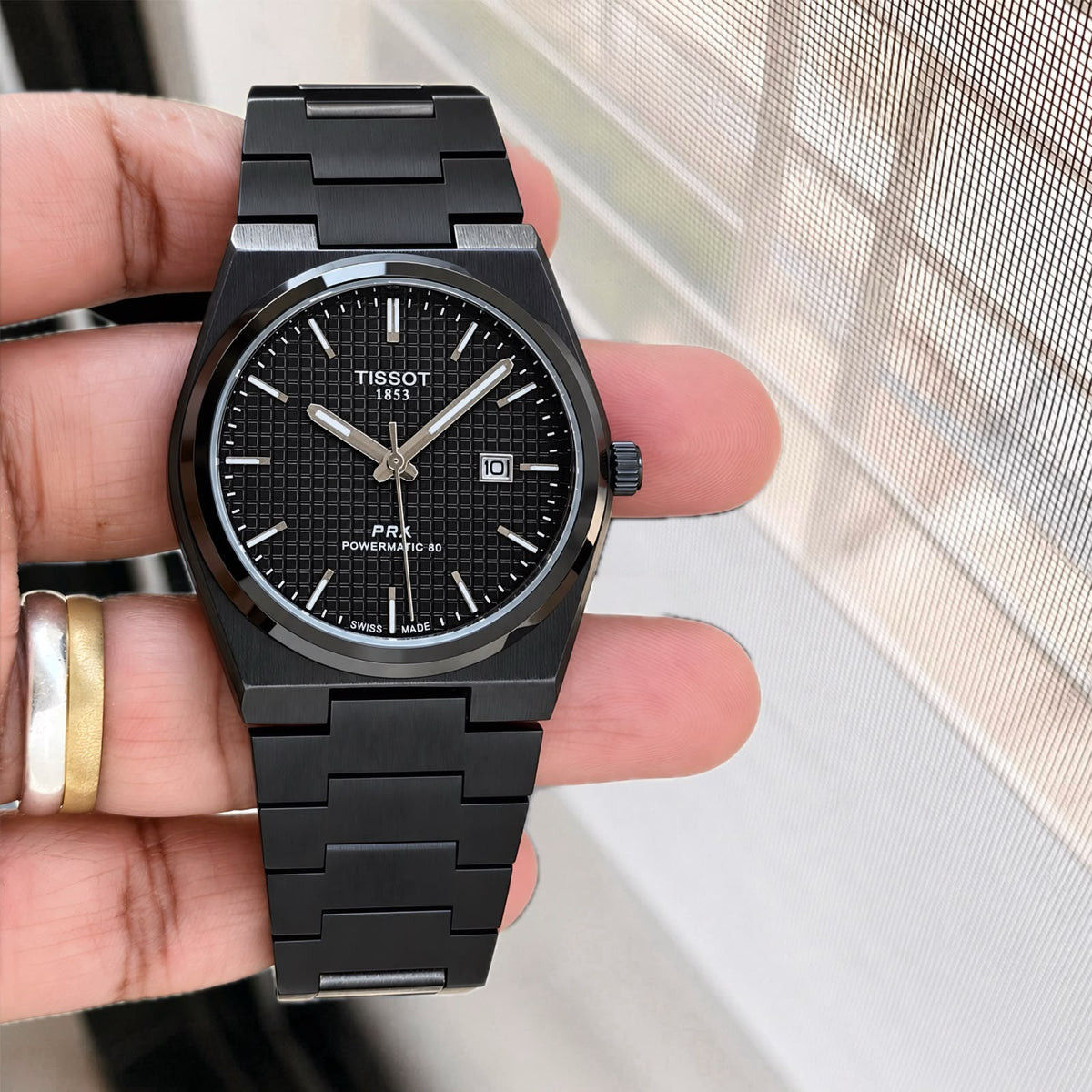 Tissot PRX Z-Black 40mm watch front view