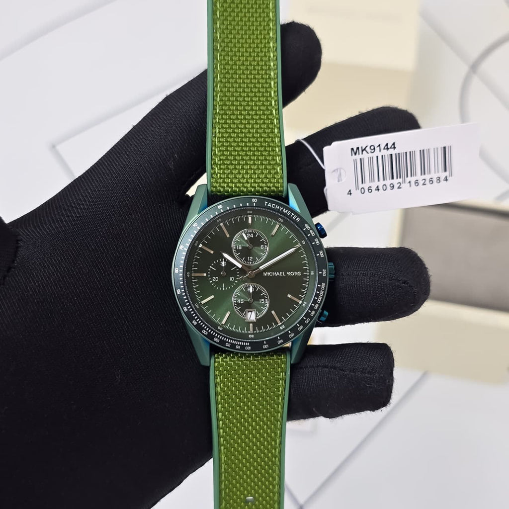 Original supplied Michael Kors MK9144 green watch with model tag