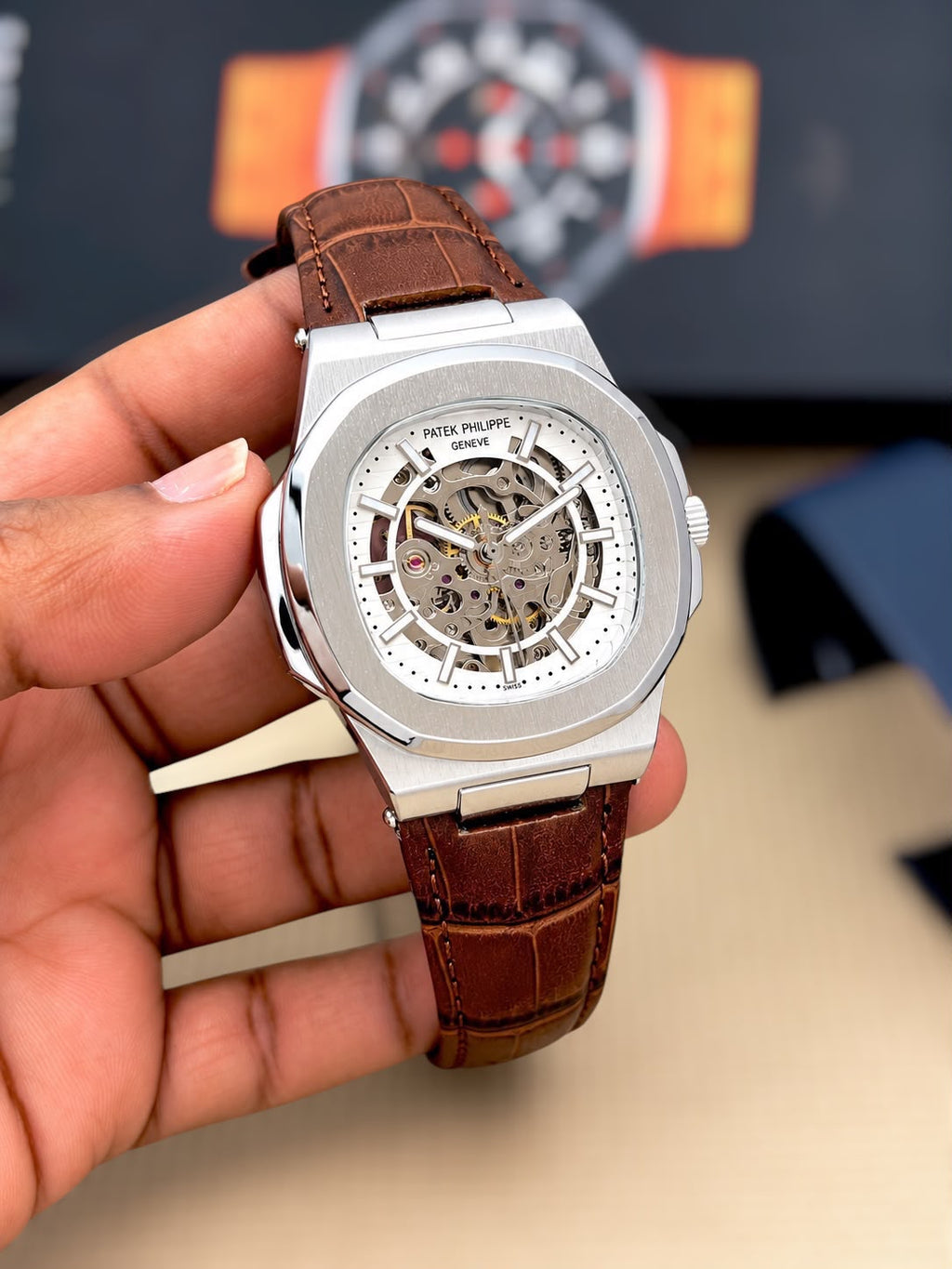 Patek Philippe Nautilus-inspired automatic skeleton watch - Steel White - supplier photo
