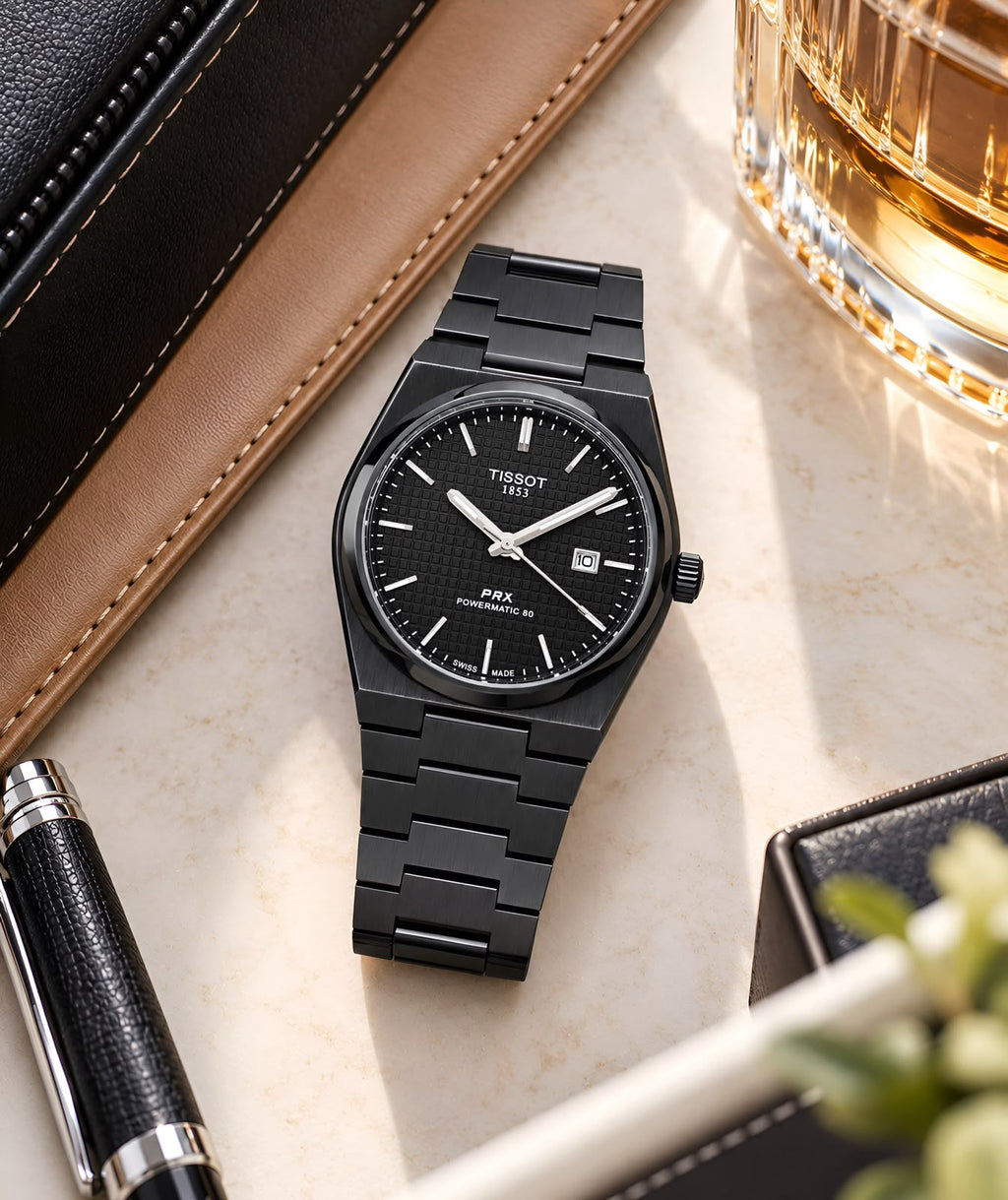 Tissot PRX Z-Black watch lifestyle product photo