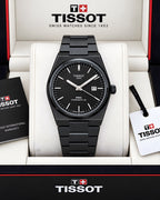 Tissot PRX Z-Black watch displayed with Tissot box