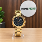 Gold-tone Michael Kors black-dial watch in PrimePicks office