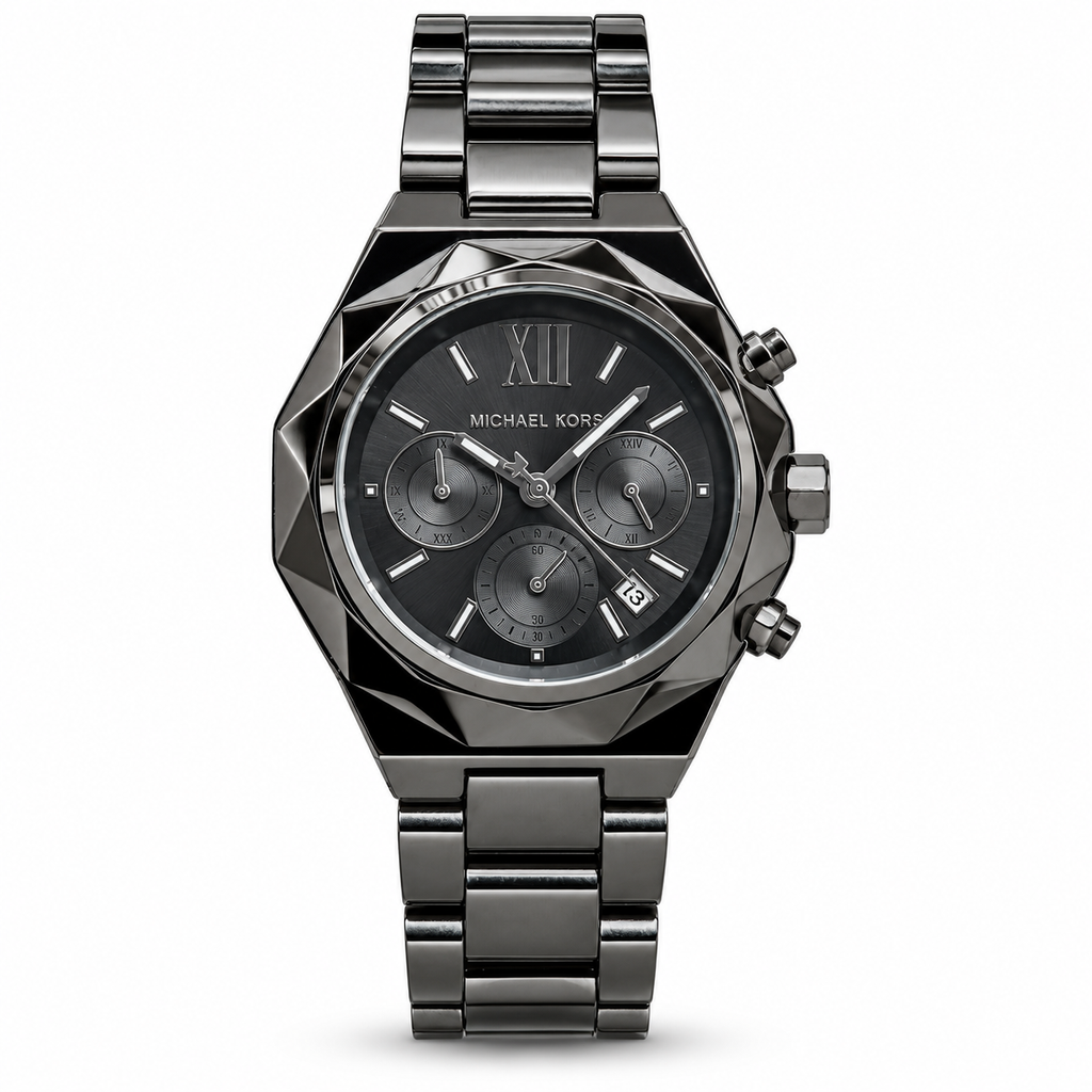 Michael Kors Raquel Series gunmetal-tone watch with black dial