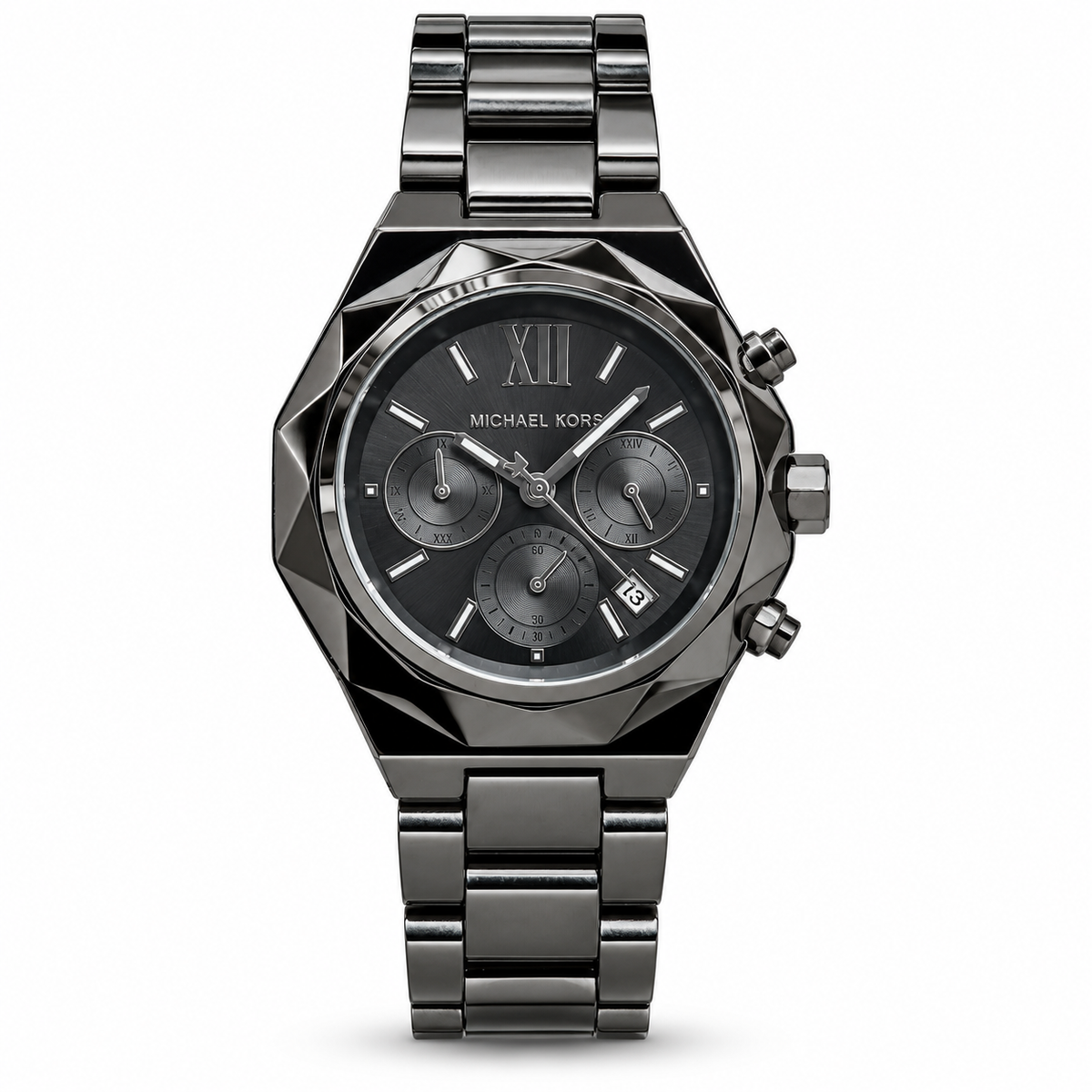 Michael Kors Raquel Series gunmetal-tone watch with black dial