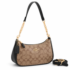 Coach Teri shoulder bag in Khaki/Black Signature on white background