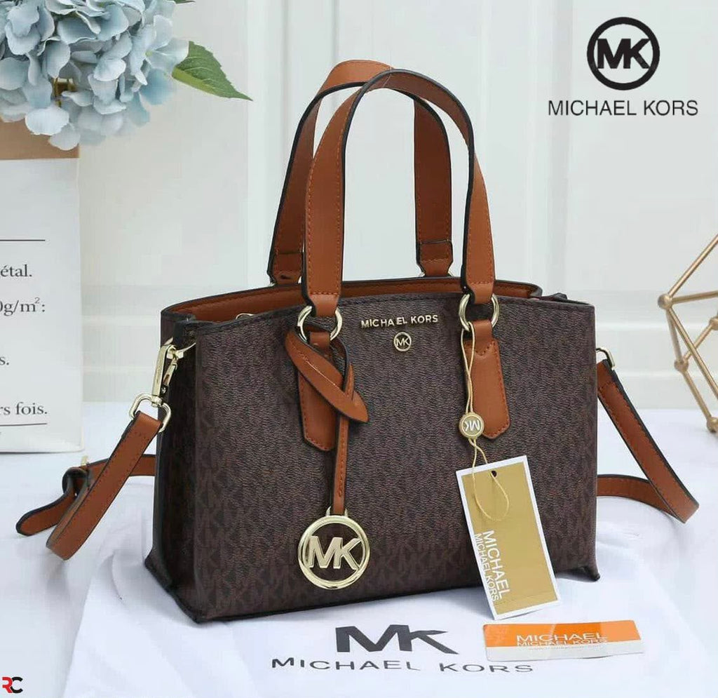 Michael Kors Emma Brown Signature handbag front view