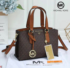Michael Kors Emma Brown Signature handbag front view