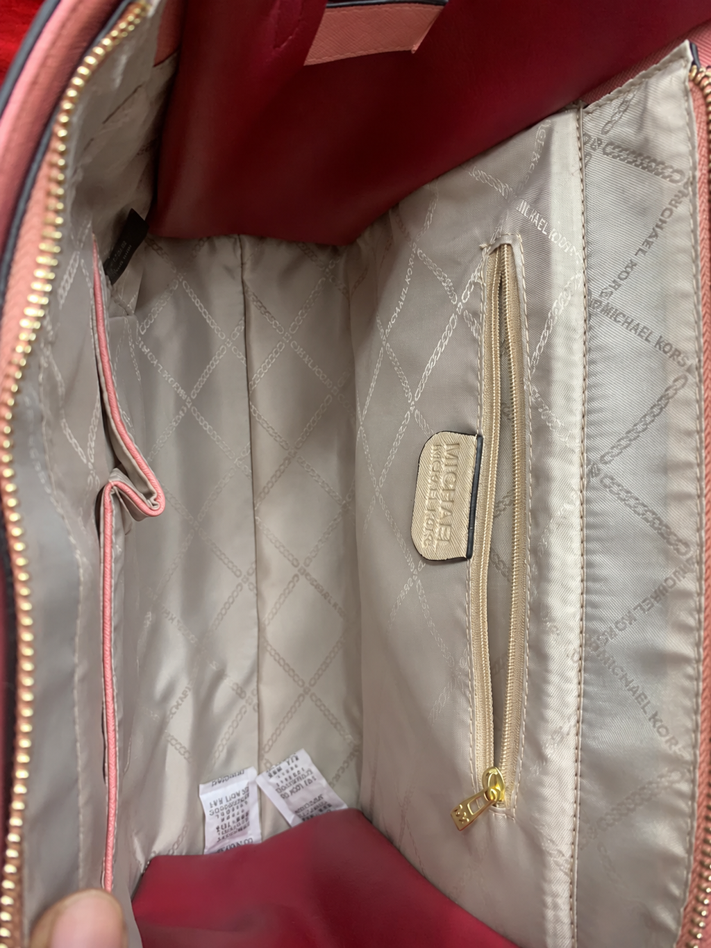 Carmen flap handbag interior detail
