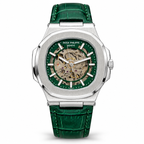 Patek Philippe Nautilus-inspired automatic skeleton watch - Steel Green - white background