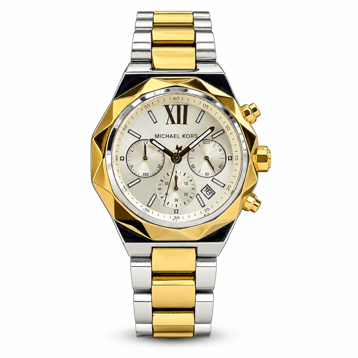 Michael Kors Raquel Series silver and gold-tone watch with silver dial