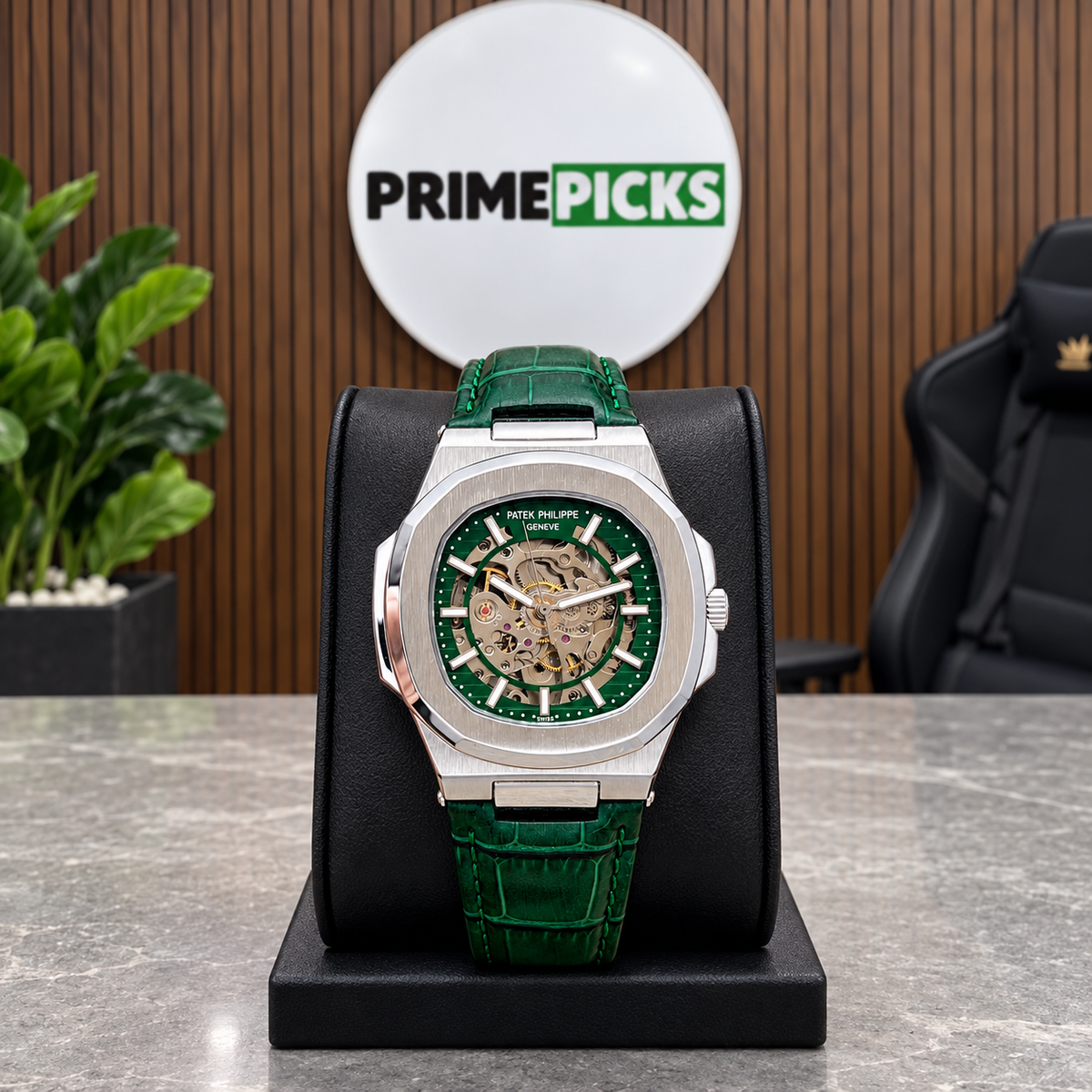 Patek Philippe Nautilus-inspired automatic skeleton watch - Steel Green - PrimePicks office