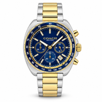 Coach Charter 14602738 two-tone gold and silver watch with blue dial on white background