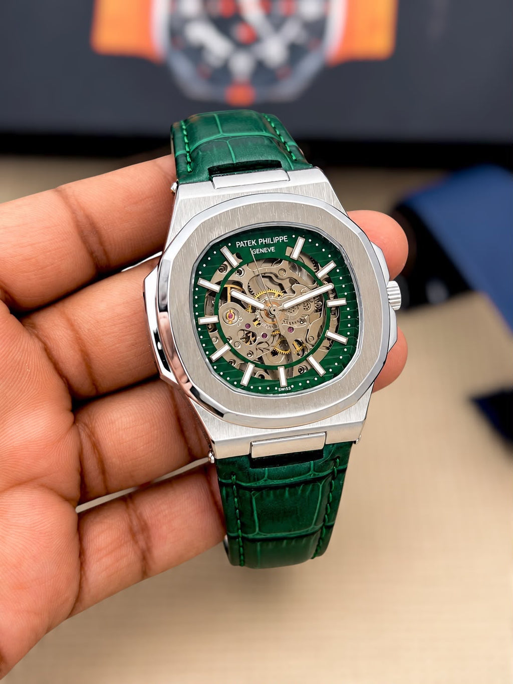 Patek Philippe Nautilus-inspired automatic skeleton watch - Steel Green - supplier photo