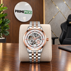 Rolex automatic skeleton watch in Silver Rose Gold and White in the PrimePicks office