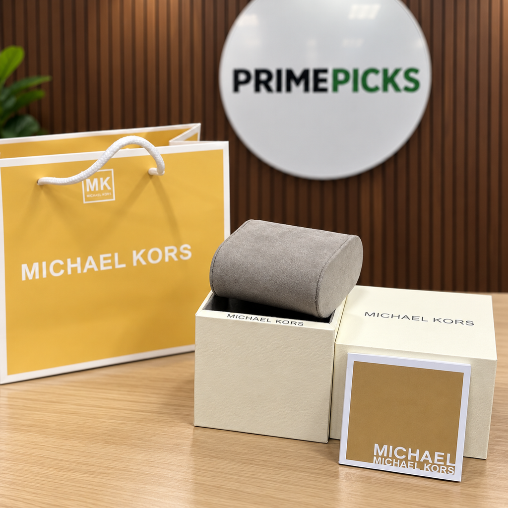 Small white Michael Kors OG presentation box in PrimePicks office